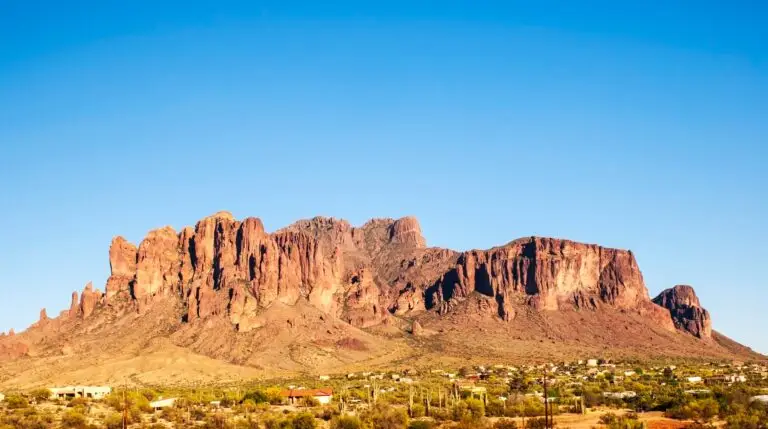 Superstition Mountains viewed from Gold Canyon, AZ near Apache Junction