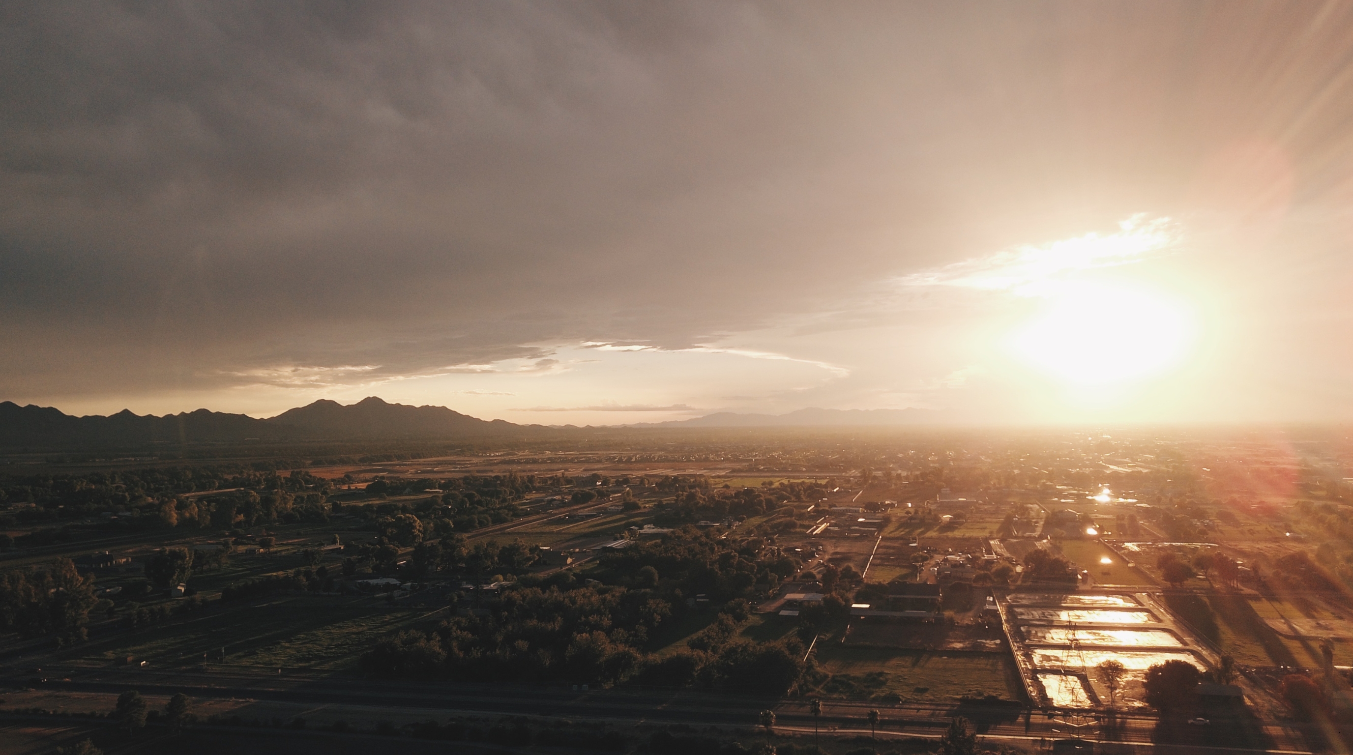 San Tan Valley AZ aerial sunset view Aerial sunset view over San Tan Valley, AZ — a growing East Valley community near Gold Canyon and Superstition Foothills Baptist Church